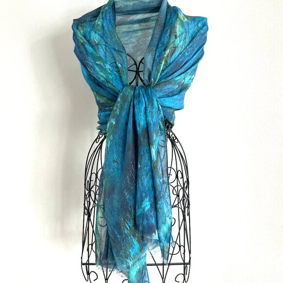 Origianl Art Scarf Wrap in Silk Modal Blend - Picture 3 of 10